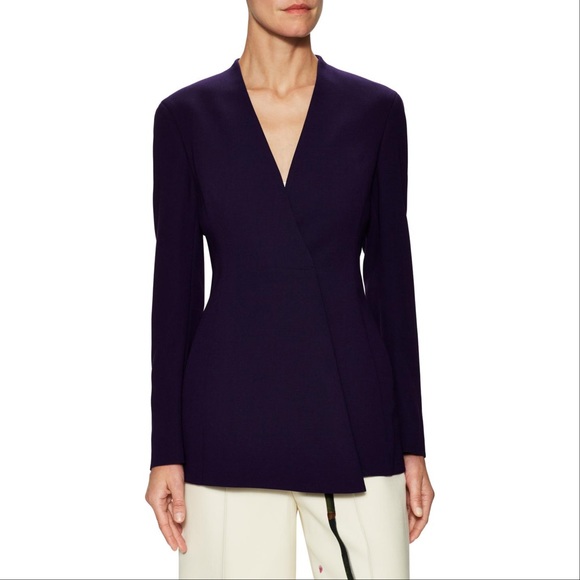 Akris Women's Purple Wool Bellezza V Neck Jacket - Picture 4 of 11